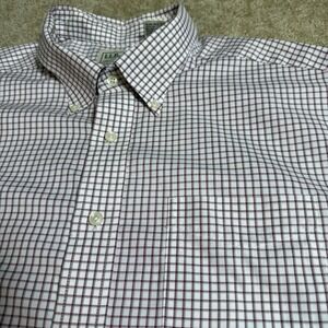 L.L. Bean Button Down Shirt Mens XL White Red Check Cotton Pocket Classic